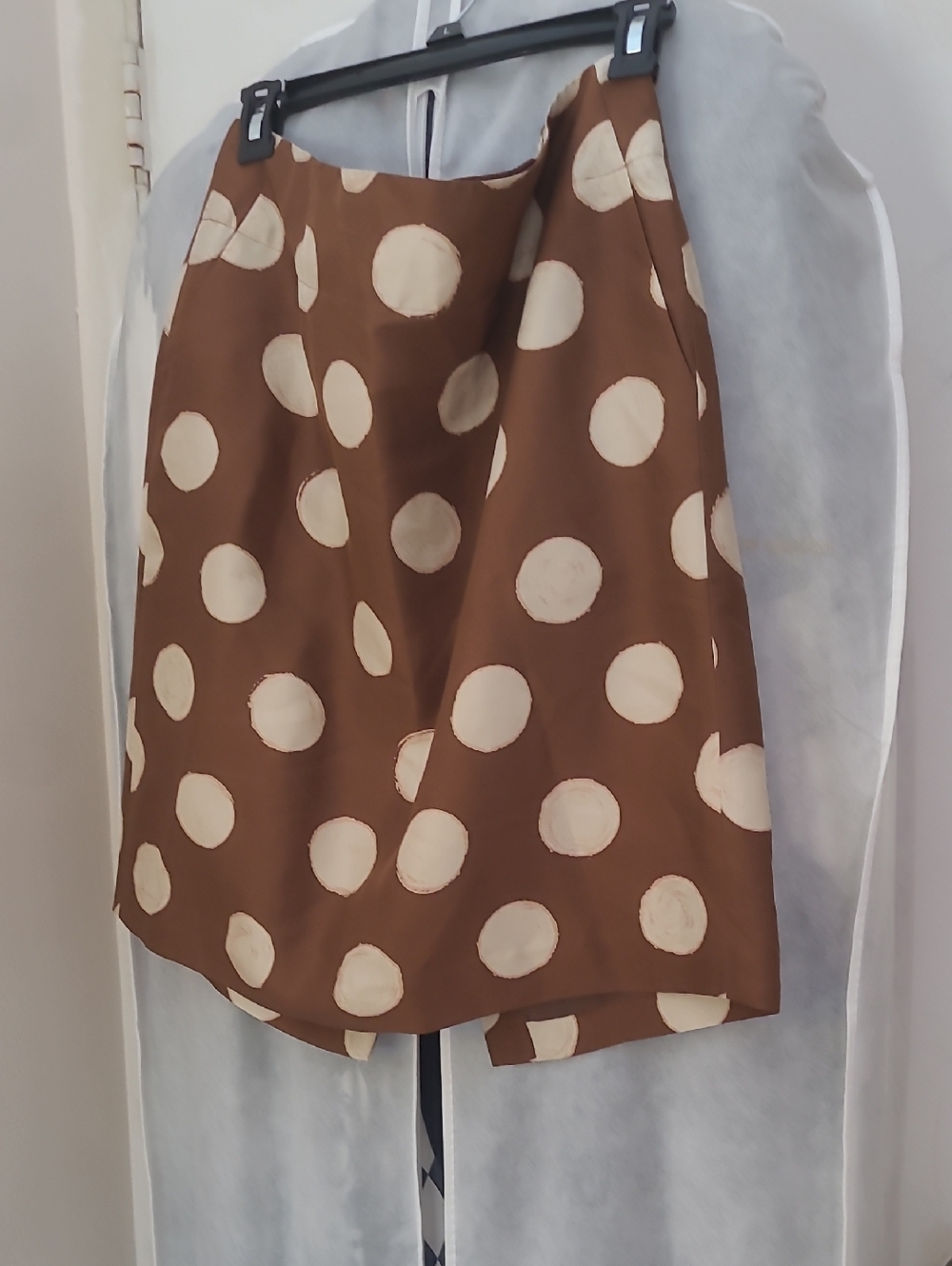 Banana Republic Brown Skirt with Cream Polka Dots